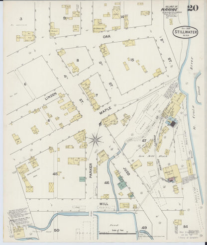 Sanborn Fire Insurance Map from Stillwater, Washington County, Minnesota (1888), Sheet #0020 - Historic Sanborn Fire Insurance Map Print, vintage old map wall art, antique decor, genealogy gift, Minnesota Minnesota map