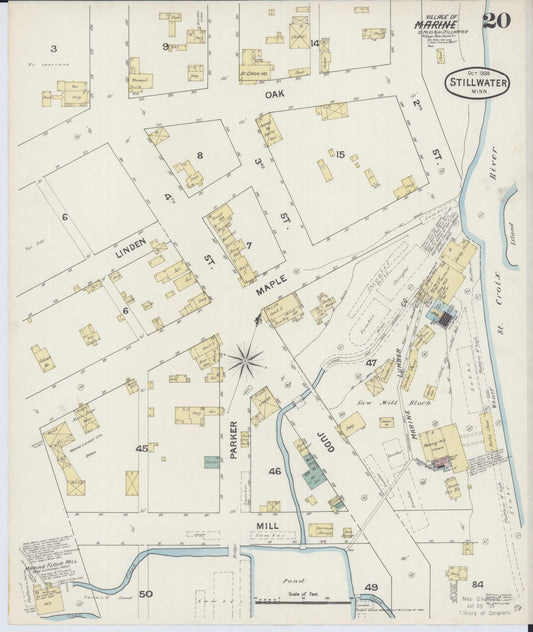 Sanborn Fire Insurance Map from Stillwater, Washington County, Minnesota (1888), Sheet #0020 - Historic Sanborn Fire Insurance Map Print, vintage old map wall art, antique decor, genealogy gift, Minnesota Minnesota map