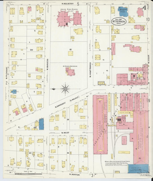 Sanborn Fire Insurance Map from Mount Vernon, Knox County, Ohio (1907), Sheet #0004 - Historic Sanborn Fire Insurance Map Print, vintage old map wall art, antique decor, genealogy gift, Ohio Ohio map