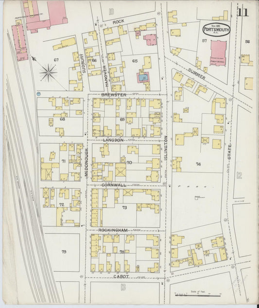 Sanborn Fire Insurance Map from Portsmouth, Rockingham County, New Hampshire (1892), Sheet #0011 - Historic Sanborn Fire Insurance Map Print, vintage old map wall art, antique decor, genealogy gift, New Hampshire New Hampshire map