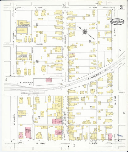 Sanborn Fire Insurance Map from Georgetown, Sussex County, Delaware (1919), Sheet #0003 - Complete Map Set gallery image, historic Sanborn map, vintage wall art, Delaware Delaware