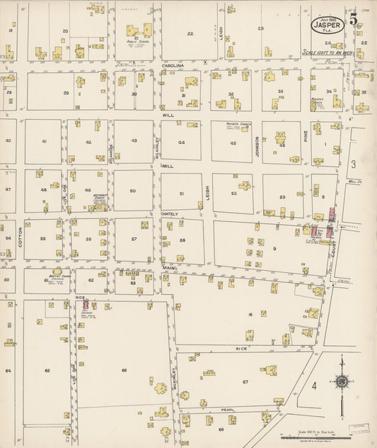 Sanborn Fire Insurance Map from Jasper, Hamilton County, Florida (1922), Sheet #0005 - Historic Sanborn Fire Insurance Map Print, vintage old map wall art, antique decor, genealogy gift, Florida Florida map
