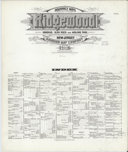 Sanborn Fire Insurance Map from Ridgewood, Bergen County, New Jersey. (1916) – Historic Sanborn Fire Insurance Map Print