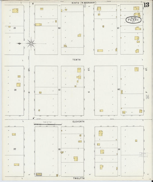 Sanborn Fire Insurance Map from Perry, Noble County, Oklahoma (1895), Sheet #0013 - Historic Sanborn Fire Insurance Map Print, vintage old map wall art, antique decor, genealogy gift, Oklahoma Oklahoma map