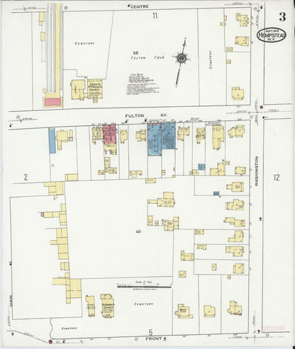 Sanborn Fire Insurance Map from Hempstead, Nassau County, New York (1919), Sheet #0003 - Complete Map Set gallery image, historic Sanborn map, vintage wall art, New York New York