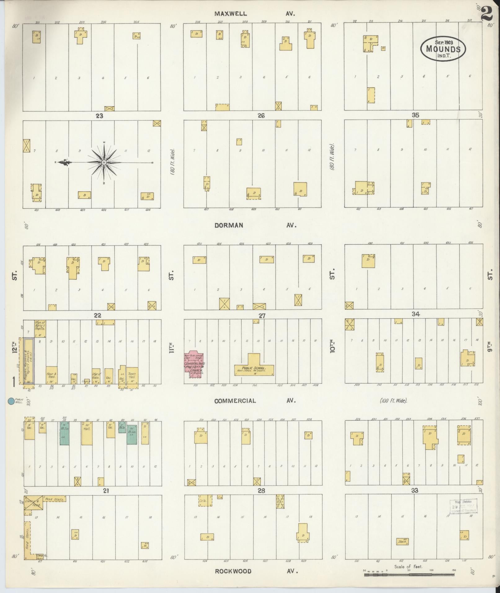 Sanborn Fire Insurance Map from Mounds, Creek County, Oklahoma (1903), Sheet #0002 - Complete Map Set gallery image, historic Sanborn map, vintage wall art, Oklahoma Oklahoma