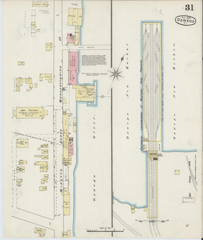 Sanborn Fire Insurance Map from Oswego, Oswego County, New York (1890), Sheet #0031 - Historic Sanborn Fire Insurance Map Print, vintage old map wall art, antique decor, genealogy gift, New York New York map