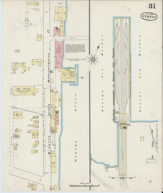 Sanborn Fire Insurance Map from Oswego, Oswego County, New York (1890), Sheet #0031 - Historic Sanborn Fire Insurance Map Print, vintage old map wall art, antique decor, genealogy gift, New York New York map
