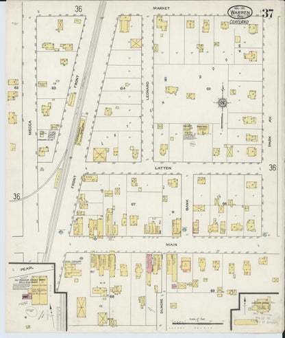 Sanborn Fire Insurance Map from Warren, Trumbull County, Ohio (1915), Sheet #0037 - Historic Sanborn Fire Insurance Map Print, vintage old map wall art, antique decor, genealogy gift, Ohio Ohio map