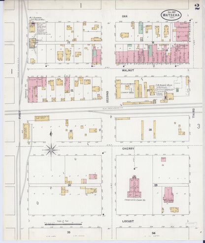 Sanborn Fire Insurance Map from Watseka, Iroquois County, Illinois (1897), Sheet #0002 - Complete Map Set gallery image, historic Sanborn map, vintage wall art, Illinois Illinois