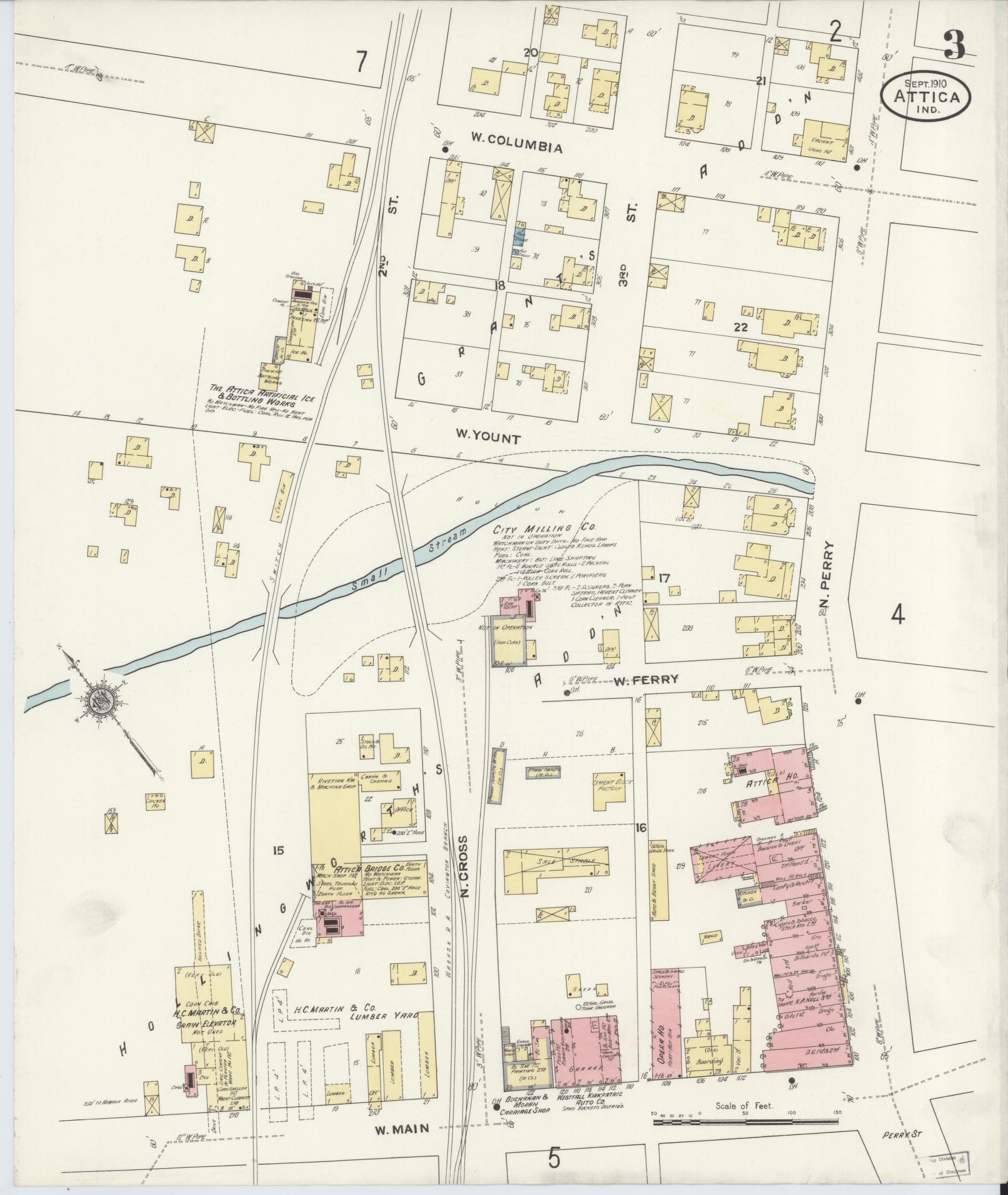 Sanborn Fire Insurance Map from Attica, Fountain County, Indiana (1910), Sheet #0003 - Historic Sanborn Fire Insurance Map Print, vintage old map wall art, antique decor, genealogy gift, Indiana Indiana map