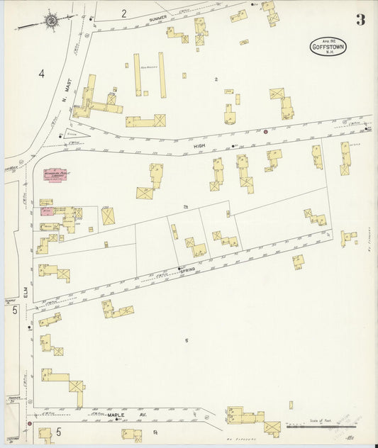 Sanborn Fire Insurance Map from Goffstown, Hillsborough County, New Hampshire (1912), Sheet #0003 - Historic Sanborn Fire Insurance Map Print, vintage old map wall art, antique decor, genealogy gift, New Hampshire New Hampshire map