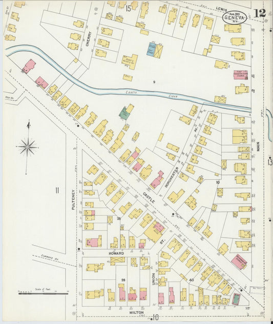 Sanborn Fire Insurance Map from Geneva, Ontario County, New York (1903), Sheet #0012 - Historic Sanborn Fire Insurance Map Print, vintage old map wall art, antique decor, genealogy gift, New York New York map