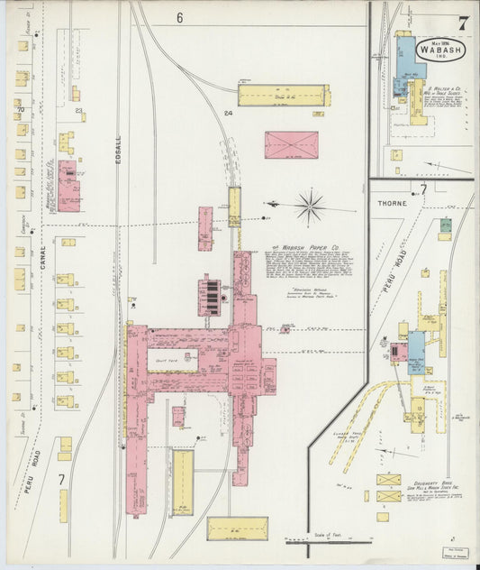 Sanborn Fire Insurance Map from Wabash, Wabash County, Indiana (1896), Sheet #0007 - Historic Sanborn Fire Insurance Map Print, vintage old map wall art, antique decor, genealogy gift, Indiana Indiana map