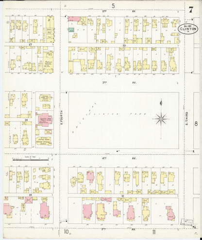 Sanborn Fire Insurance Map from Clinton, Clinton County, Iowa (1897), Sheet #0007 - Historic Sanborn Fire Insurance Map Print
