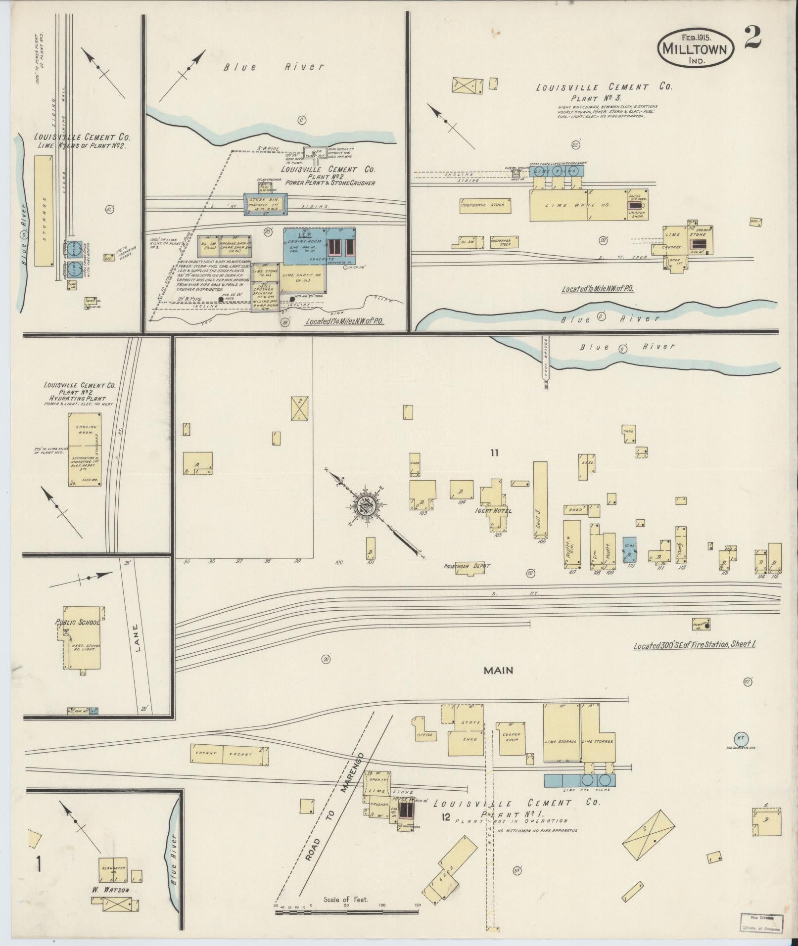 Sanborn Fire Insurance Map from Milltown, Crawford And Harrison Counties, Indiana (1915), Sheet #0002 - Complete Map Set gallery image, historic Sanborn map, vintage wall art, Indiana Indiana