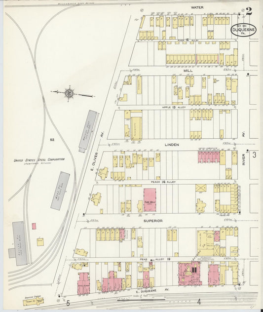 Sanborn Fire Insurance Map from Duquesne, Allegheny County, Pennsylvania (1911), Sheet #0002 - Historic Sanborn Fire Insurance Map Print, vintage old map wall art, antique decor, genealogy gift, Pennsylvania Pennsylvania map