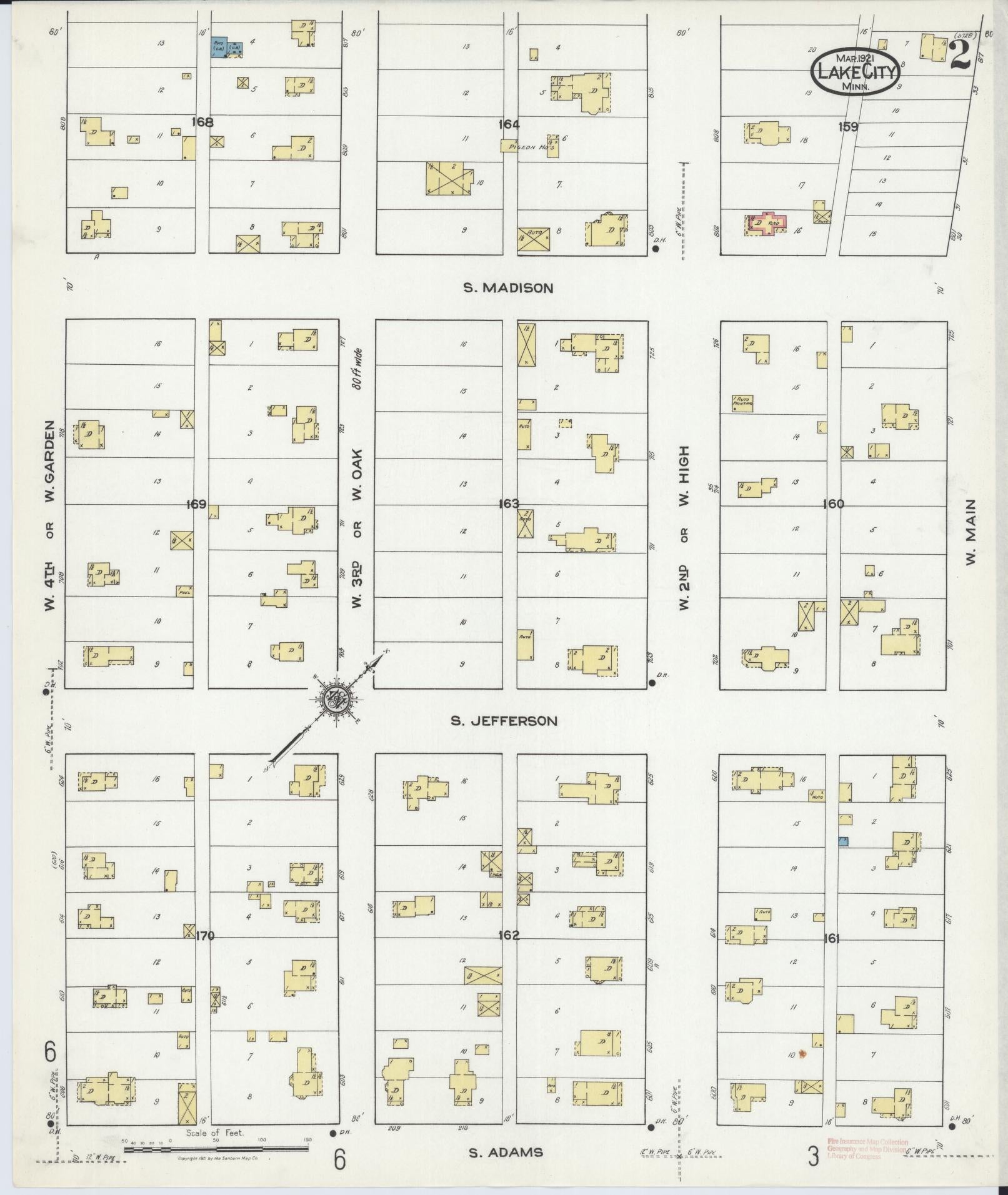 Sanborn Fire Insurance Map from Lake City, Wabasha County, Minnesota (1921), Sheet #0002 - Complete Map Set gallery image, historic Sanborn map, vintage wall art, Minnesota Minnesota