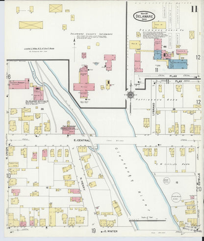 Sanborn Fire Insurance Map from Delaware, Delaware County, Ohio (1911), Sheet #0011 - Complete Map Set gallery image, historic Sanborn map, vintage wall art, Sanborn Fire Insurance Map from Delaware Delaware