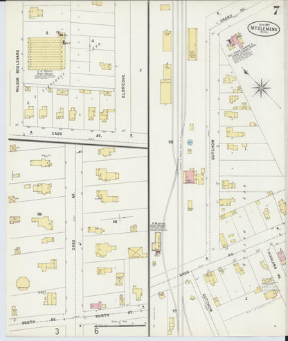 Sanborn Fire Insurance Map from Mount Clemens, Macomb County, Michigan (1897), Sheet #0007 - Complete Map Set gallery image, historic Sanborn map, vintage wall art, Michigan Michigan
