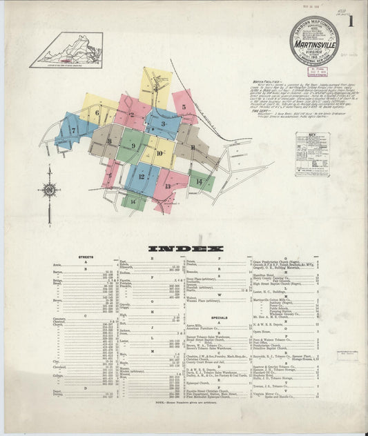 Sanborn Fire Insurance Map from Martinsville, Independent Cities, Virginia. (1913) – Historic Sanborn Fire Insurance Map Print