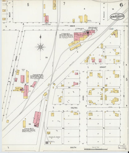 Sanborn Fire Insurance Map from North Manchester, Wabash County, Indiana (1900), Sheet #0006 - Historic Sanborn Fire Insurance Map Print, vintage old map wall art, antique decor, genealogy gift, Indiana Indiana map