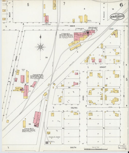Sanborn Fire Insurance Map from North Manchester, Wabash County, Indiana (1900), Sheet #0006 - Historic Sanborn Fire Insurance Map Print, vintage old map wall art, antique decor, genealogy gift, Indiana Indiana map