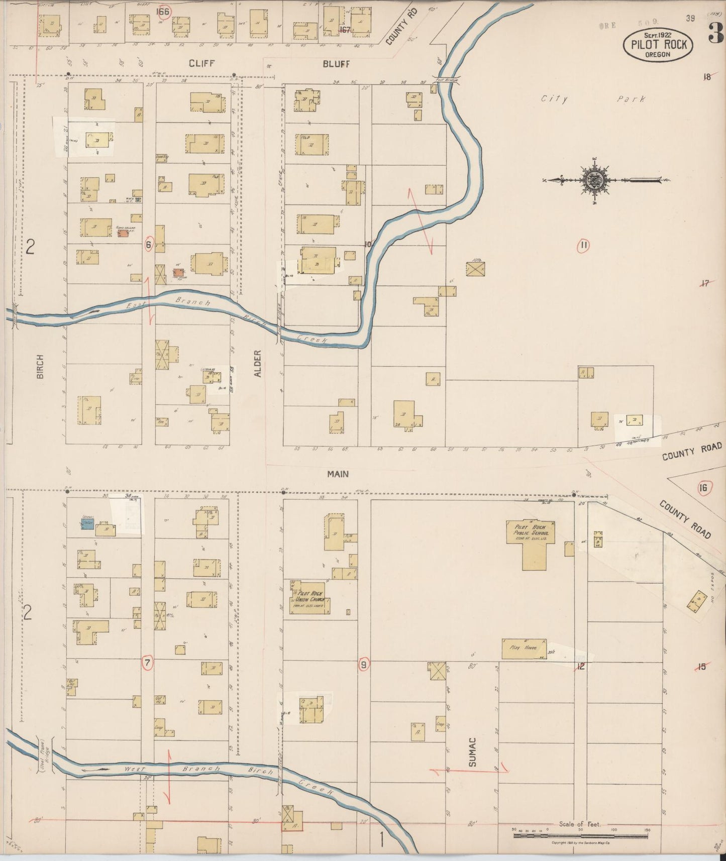 Sanborn Fire Insurance Map from Pilot Rock, Umatilla County, Oregon (1932), Sheet #0003 - Complete Map Set gallery image, historic Sanborn map, vintage wall art, Oregon Oregon