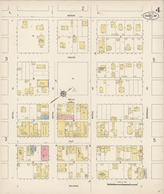 Sanborn Fire Insurance Map from Enumclaw, King County, Washington (1914), Sheet #0004 - Historic Sanborn Fire Insurance Map Print, vintage old map wall art, antique decor, genealogy gift, Washington Washington map