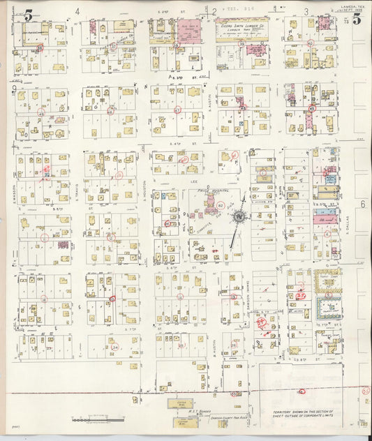 Sanborn Fire Insurance Map from Lamesa, Dawson County, Texas (1948), Sheet #0005 - Historic Sanborn Fire Insurance Map Print, vintage old map wall art, antique decor, genealogy gift, Texas Texas map