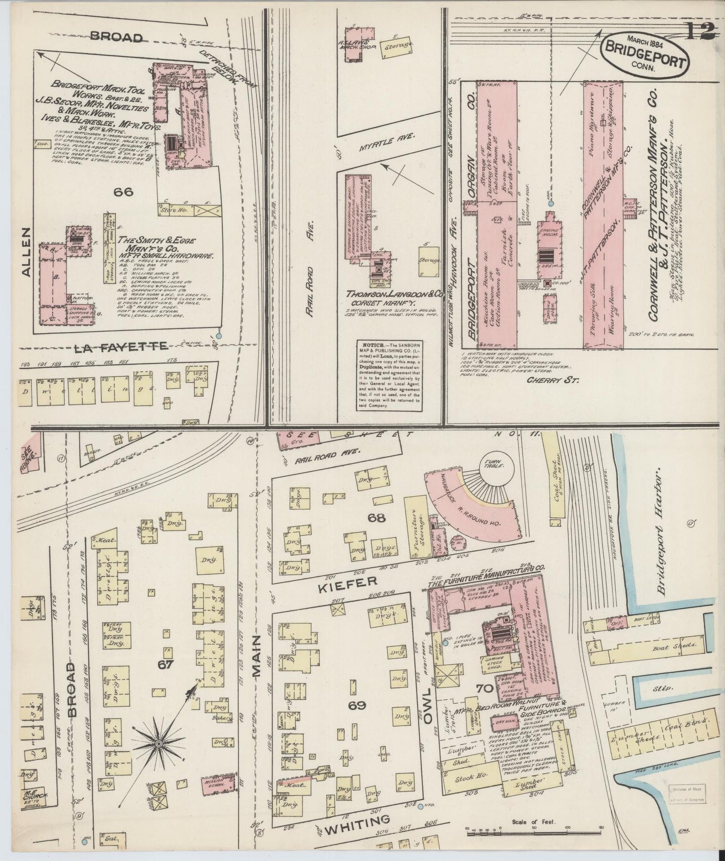 Sanborn Fire Insurance Map from Bridgeport, Fairfield County, Connecticut (1884), Sheet #0012 - Complete Map Set gallery image, historic Sanborn map, vintage wall art, Connecticut Connecticut