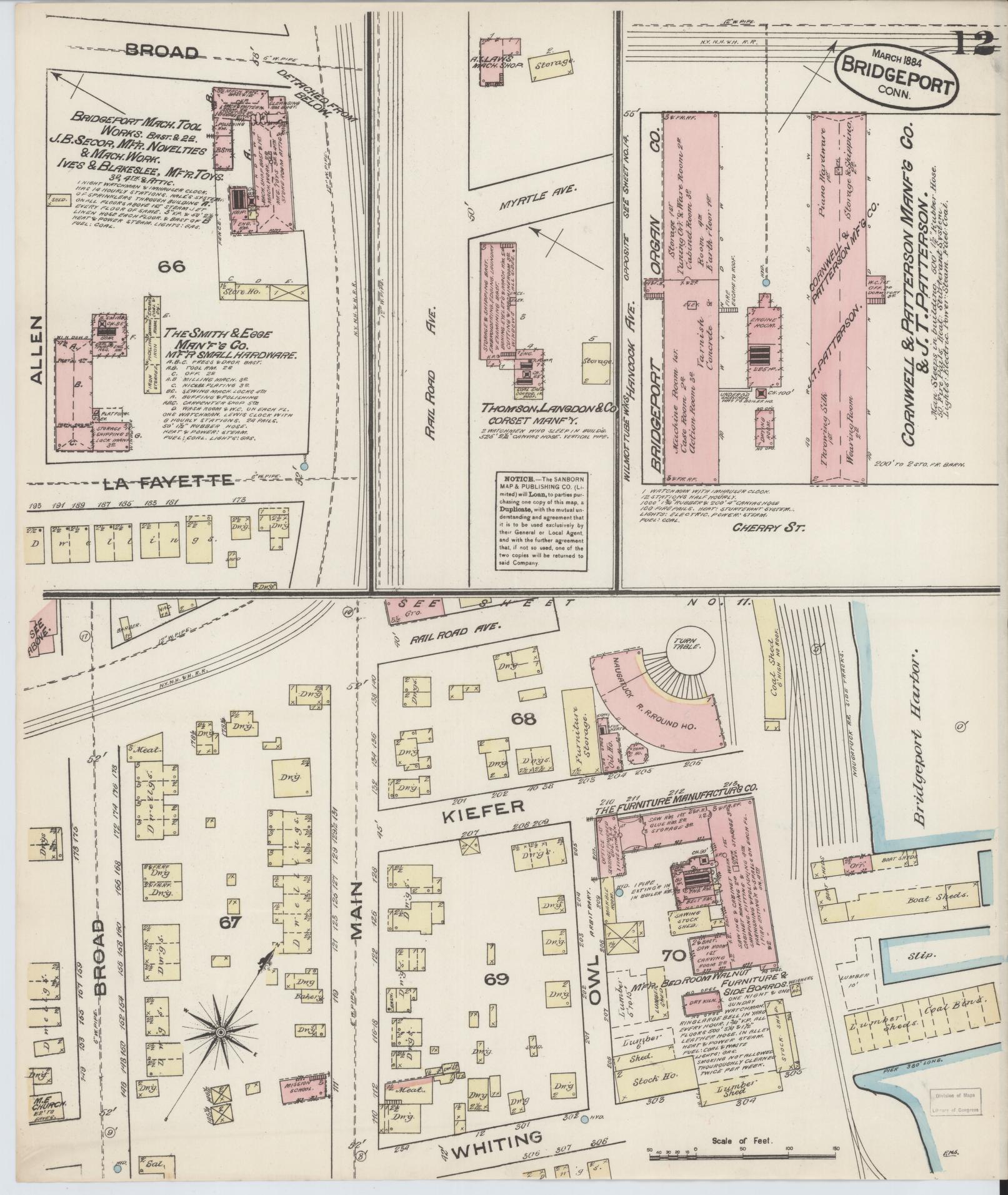 Sanborn Fire Insurance Map from Bridgeport, Fairfield County, Connecticut (1884), Sheet #0012 - Complete Map Set gallery image, historic Sanborn map, vintage wall art, Connecticut Connecticut