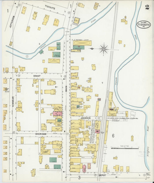 Sanborn Fire Insurance Map from Tidioute, Warren County, Pennsylvania (1900), Sheet #0002 - Historic Sanborn Fire Insurance Map Print, vintage old map wall art, antique decor, genealogy gift, Pennsylvania Pennsylvania map