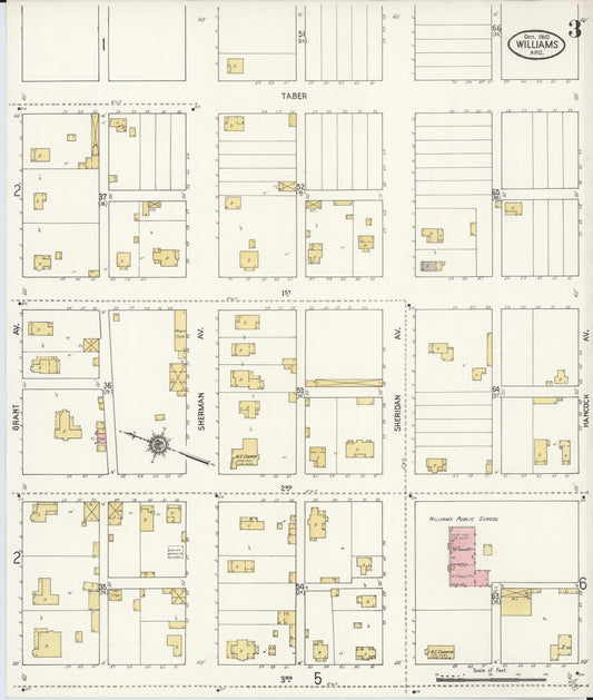 Sanborn Fire Insurance Map from Williams, Coconino County, Arizona (1910), Sheet #0003 - Historic Sanborn Fire Insurance Map Print, vintage old map wall art, antique decor, genealogy gift, Arizona Arizona map