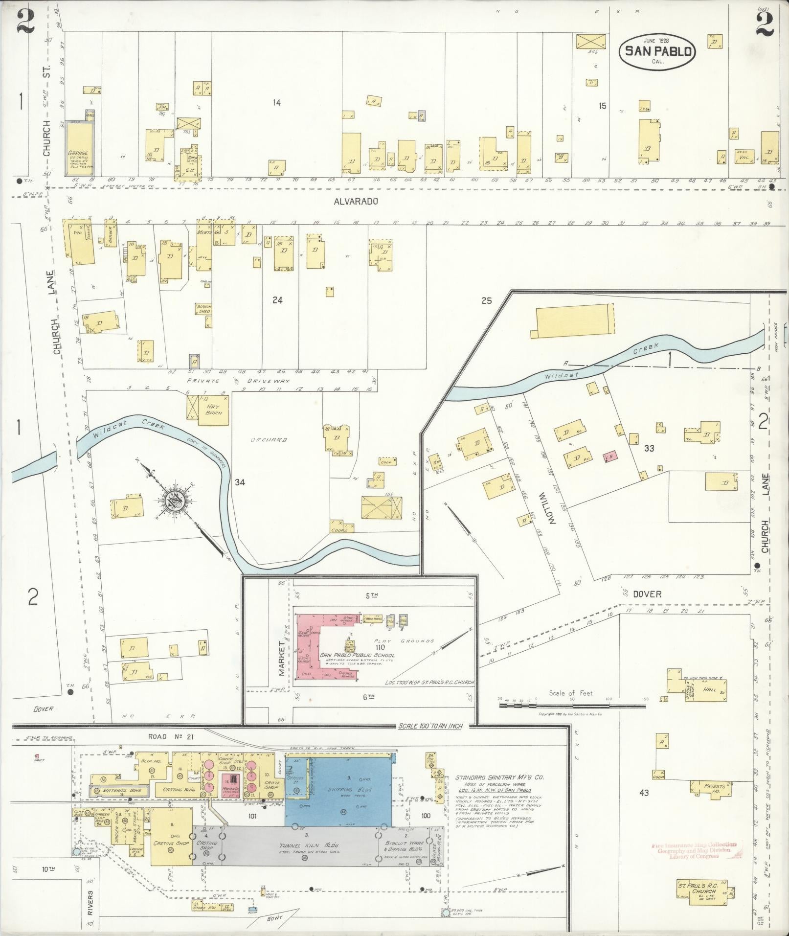 Sanborn Fire Insurance Map from San Pablo, Contra Casta County, California (1928), Sheet #0002 - Complete Map Set gallery image, historic Sanborn map, vintage wall art, California California