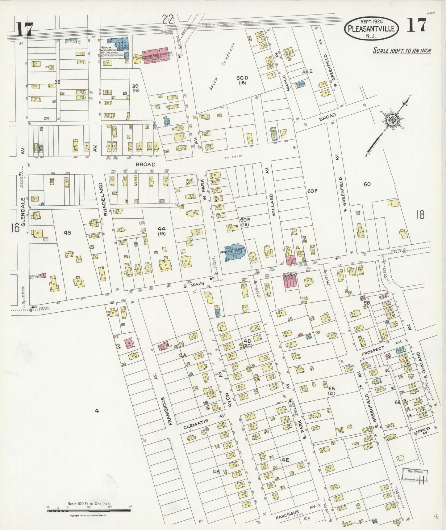 Sanborn Fire Insurance Map from Pleasantville, Atlantic County, New Jersey (1924), Sheet #0017 - Complete Map Set gallery image, historic Sanborn map, vintage wall art, New Jersey New Jersey