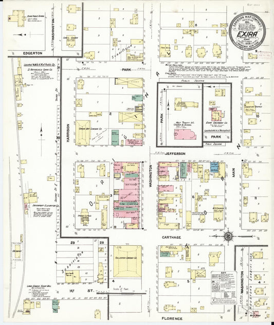 Sanborn Fire Insurance Map from Exira, Audubon County, Iowa (1909), Sheet #0001 - Historic Sanborn Fire Insurance Map Print, vintage old map wall art