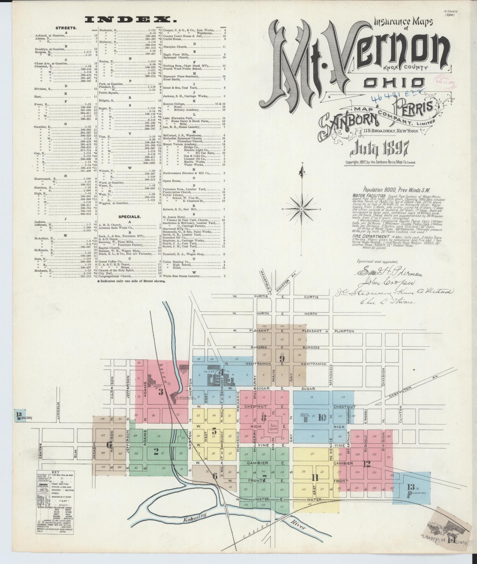 Sanborn Fire Insurance Map from Mount Vernon, Knox County, Ohio (1897), Sheet #0001 - Complete Map Set gallery image, historic Sanborn map, vintage wall art, Ohio Ohio