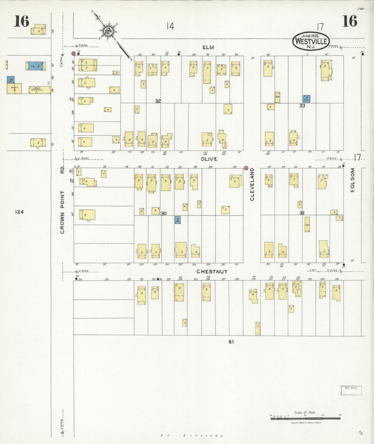 Sanborn Fire Insurance Map from Westville, Gloucester County, New Jersey (1926), Sheet #0016 - Complete Map Set gallery image, historic Sanborn map, vintage wall art, New Jersey New Jersey