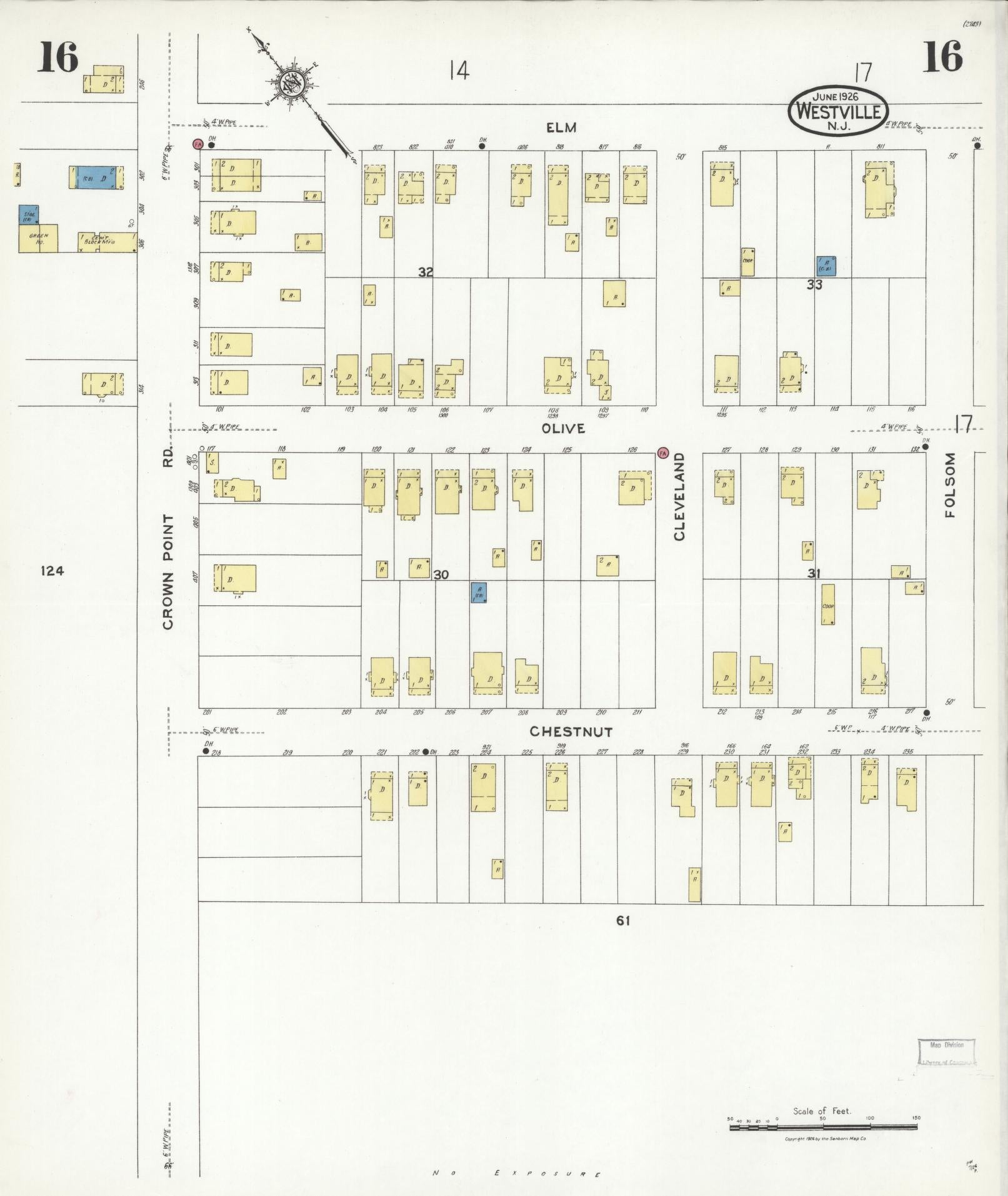 Sanborn Fire Insurance Map from Westville, Gloucester County, New Jersey (1926), Sheet #0016 - Complete Map Set gallery image, historic Sanborn map, vintage wall art, New Jersey New Jersey