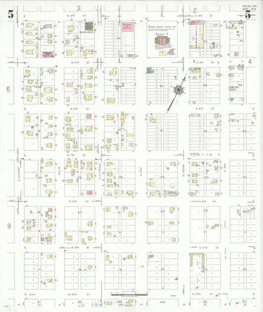 Sanborn Fire Insurance Map from Pecos, Reeves County, Texas (1939), Sheet #0005 - Historic Sanborn Fire Insurance Map Print, vintage old map wall art, antique decor, genealogy gift, Texas Texas map
