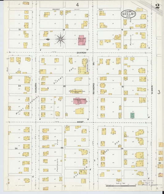 Sanborn Fire Insurance Map from Shelby, Richland County, Ohio (1904), Sheet #0002 - Historic Sanborn Fire Insurance Map Print, vintage old map wall art, antique decor, genealogy gift, Ohio Ohio map