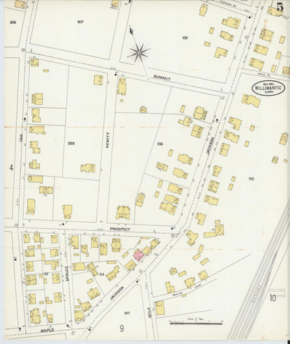 Sanborn Fire Insurance Map from Willimantic, Windham County, Connecticut (1903), Sheet #0005 - Complete Map Set gallery image, historic Sanborn map, vintage wall art, Connecticut Connecticut