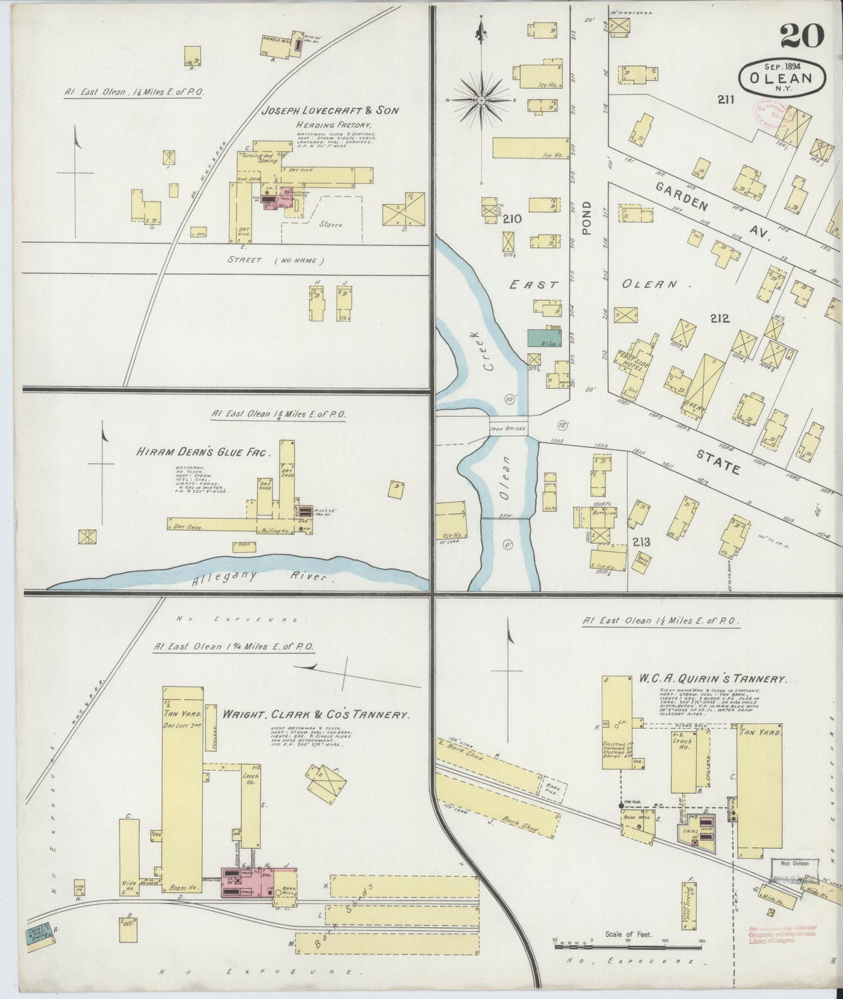 Sanborn Fire Insurance Map from Olean, Cattaraugus County, New York (1894), Sheet #0020 - Complete Map Set gallery image, historic Sanborn map, vintage wall art, New York New York