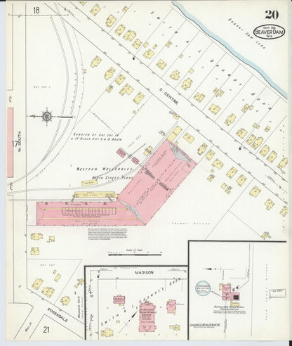 Sanborn Fire Insurance Map from Beaver Dam, Dodge County, Wisconsin (1914), Sheet #0020 - Complete Map Set gallery image, historic Sanborn map, vintage wall art, Wisconsin Wisconsin