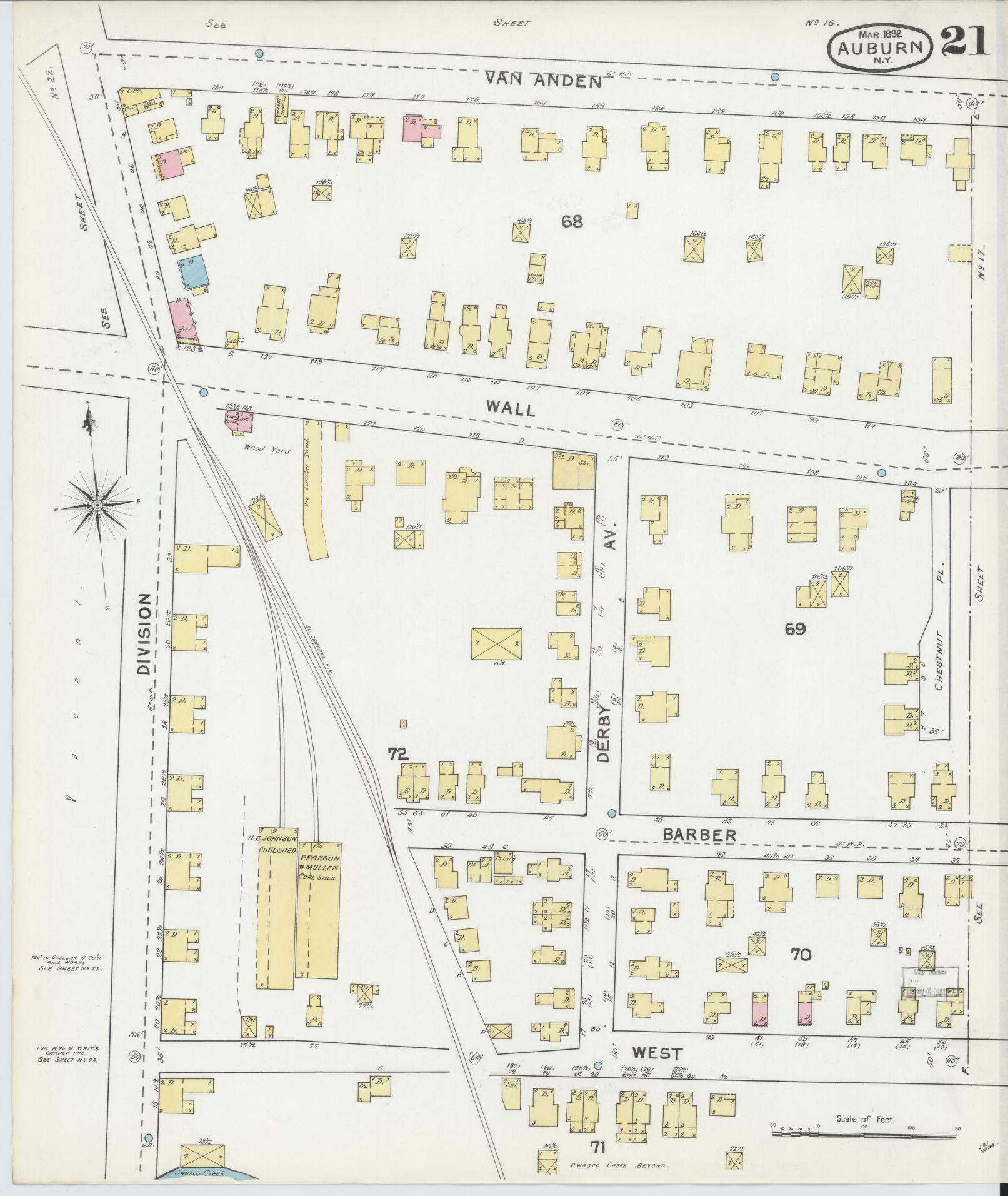 Sanborn Fire Insurance Map from Auburn, Cayuga County, New York (1892), Sheet #0021 - Complete Map Set gallery image, historic Sanborn map, vintage wall art, New York New York