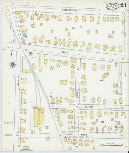 Sanborn Fire Insurance Map from Auburn, Cayuga County, New York (1892), Sheet #0021 - Complete Map Set gallery image, historic Sanborn map, vintage wall art, New York New York