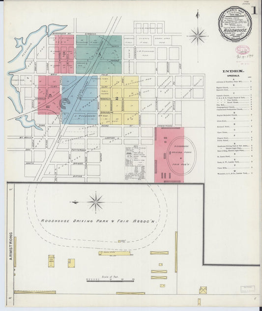 Sanborn Fire Insurance Map from Roodhouse, Greene County, Illinois (1894), Sheet #0001 - Historic Sanborn Fire Insurance Map Print, vintage old map wall art, antique decor, genealogy gift, Illinois Illinois map