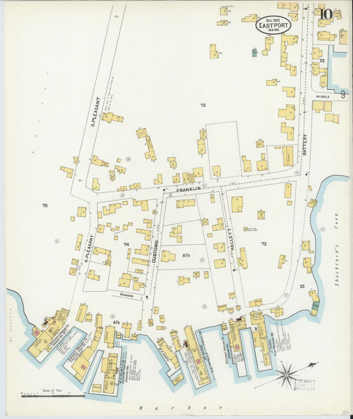 Sanborn Fire Insurance Map from Eastport, Washington County, Maine (1903), Sheet #0010 - Complete Map Set gallery image, historic Sanborn map, vintage wall art, Maine Maine