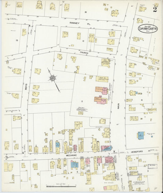 Sanborn Fire Insurance Map from Cape May Court House, Cape May County, New Jersey (1912), Sheet #0002 - Historic Sanborn Fire Insurance Map Print, vintage old map wall art, antique decor, genealogy gift, New Jersey New Jersey map